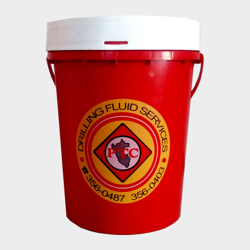 balde rojo con tapa blanca con el estabilizador de arcilla k-sub